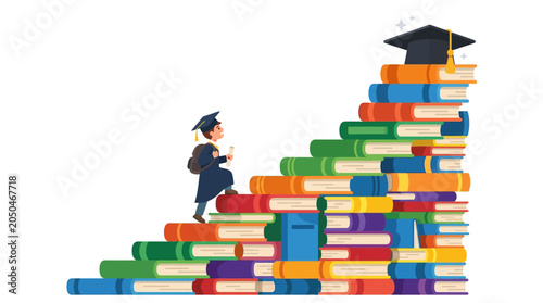 Картината върху платно Student climbing education learning stairs.