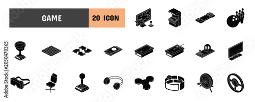 Slika na platnu 20 Game Glyph Icon Illustration Set