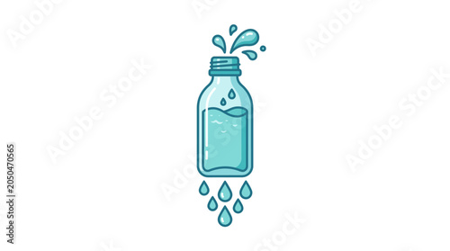 Schilderij op canvas Water Bottle With Splashing Liquid.