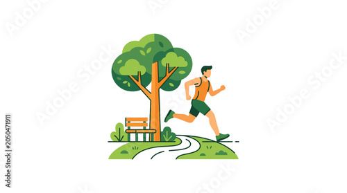 Photos Man Running on a Path Outdoors.