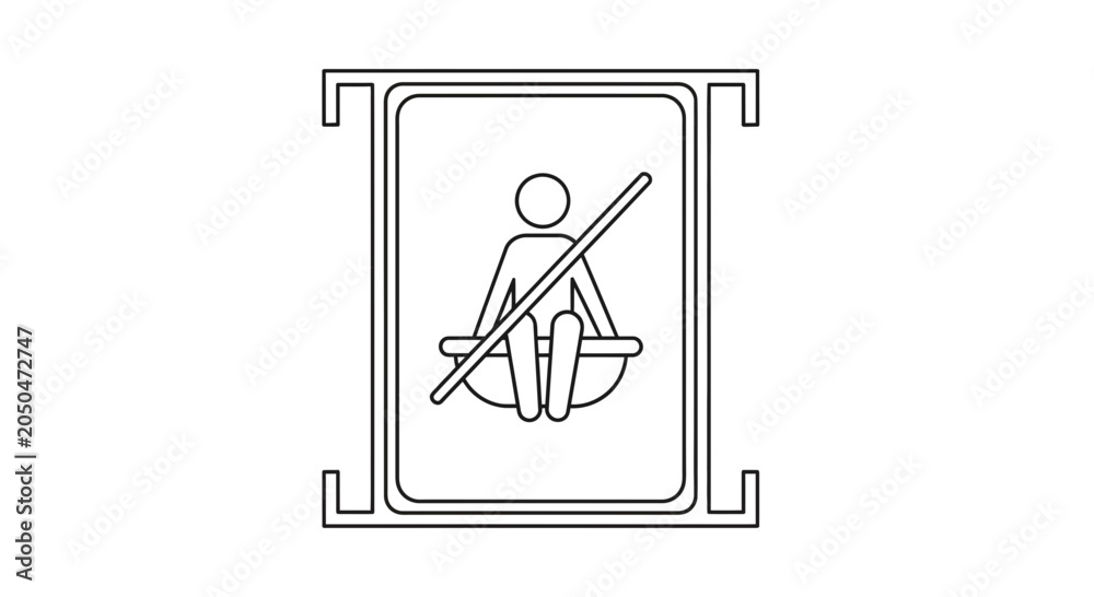 Fototapeta premium Icon of person in elevator, safety belt, safety symbol, modern transport, simple design