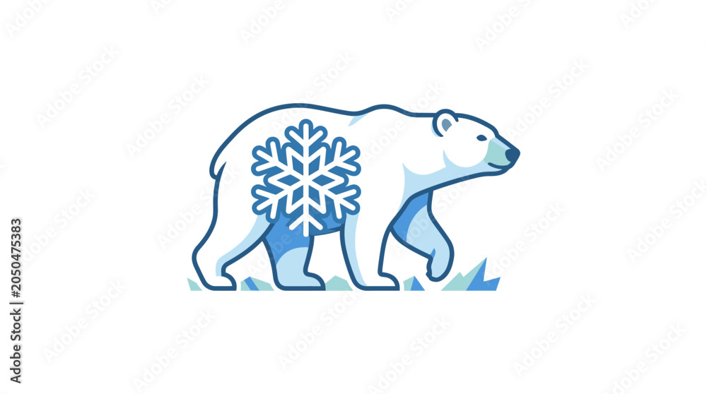 Fototapeta premium Polar bear with snowflake design.