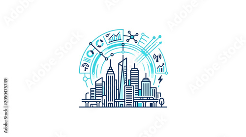 Canvas Print City Skyline with Musical Notes Design.