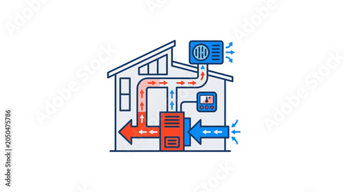 Heat Pump System Inside House.