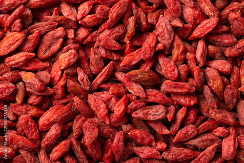 Quadro em tela Close-up of organic dried goji berries texture background