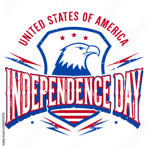4th of July Independence Day Celebration Illustration Set with American Flag, Fireworks, Patriotic Stars and Stripes Background