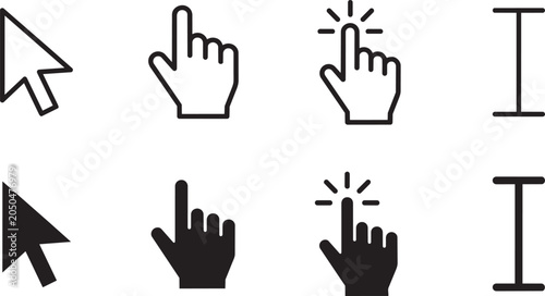 Photos Computer Mouse Cursor and Pointer Icon Set Arrow, Hand Click, and Text I-Beam