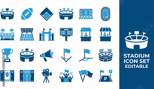 Billede på lærred Stadium and sports competition flat icon set