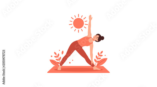 Obraz na plátně Woman doing yoga triangle pose.