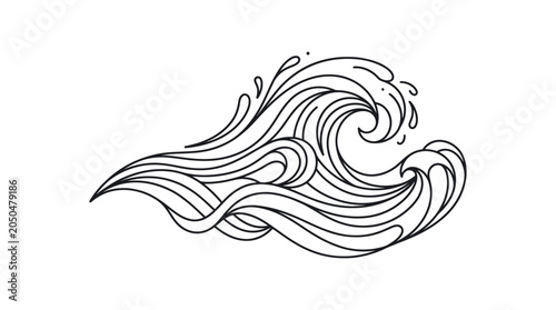Schilderij op canvas Stylized Ocean Wave Illustration
