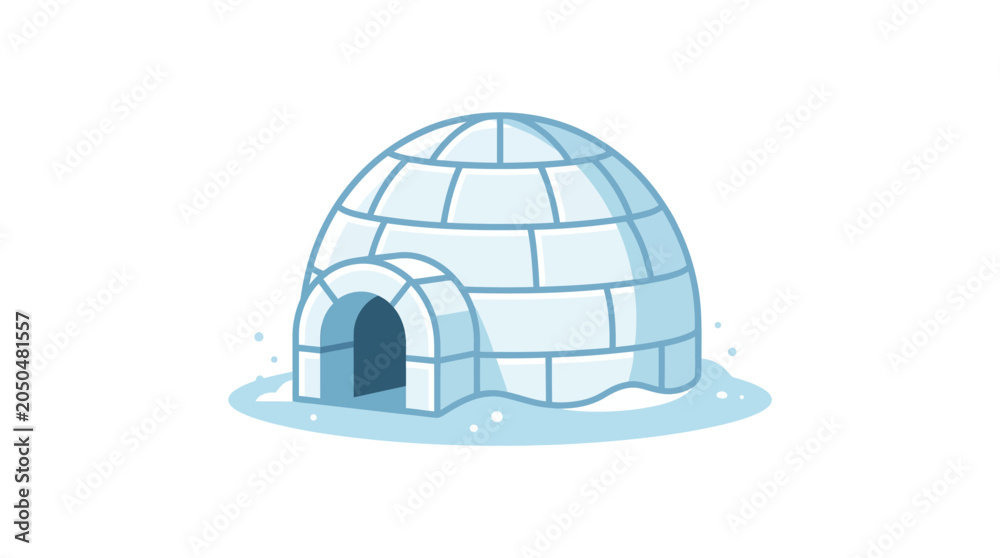 Fototapeta premium Illustration of a traditional igloo dwelling made of ice blocks.