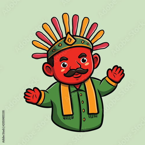 Ondel-Ondel Betawi Traditional Puppet Illustration