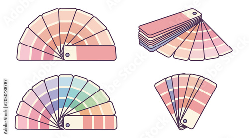 Vector illustration of pastel color swatch fan decks