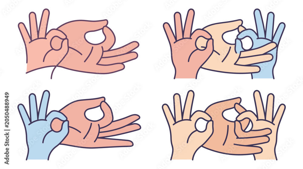 Fototapeta premium Minimal vector illustration of hands making okay gestures