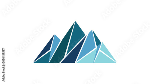 Fotografie Abstract geometric mountain range in shades of blue.