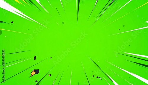 Green background with radial lines, speed effect