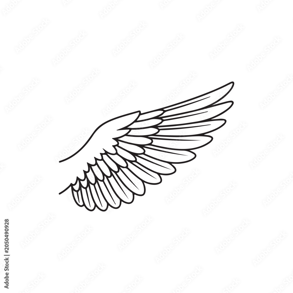 Obraz premium Detailed bird wing icon for flight and freedom design concepts