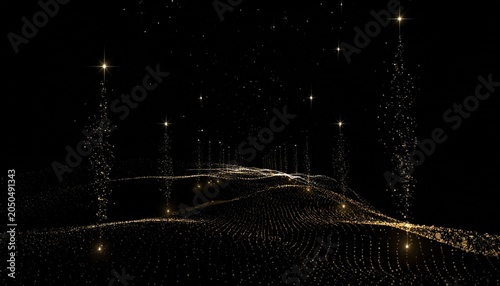 Golden light path through a starry dark void