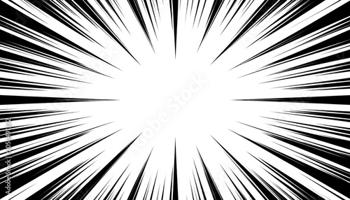 Black and white manga-style burst design