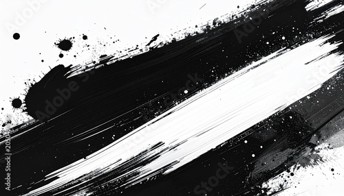 Bold black brushstrokes and splatters on white background