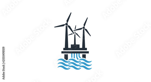 Cuadro en lienzo Offshore wind turbine platform icon on white background