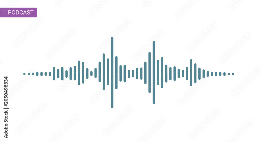 Fototapeta premium Podcast audio sound wave visualization on white background