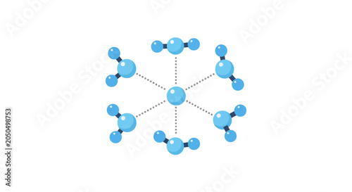 фотографія Scientific illustration of water molecules surrounding a central ion