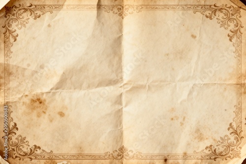 Vintage parchment with ornate border and aged texture