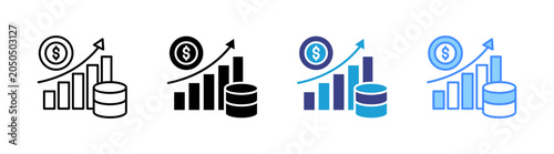 Photos Growth icon set multiple style collection