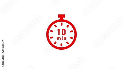 Red stopwatch icon indicating 10 minutes with a white background timer time