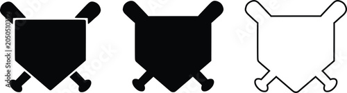 Billede på lærred Medieval Shield and Crossed Swords Icon Set Vector Illustration – Heraldic Emble