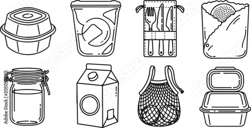 Canvastavla set of Vintage style collection of old-fashioned kitchen utensils and containers
