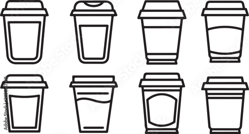 Cuadro en lienzo set of Eight different coffee cup icons with liquid levels and lid variations