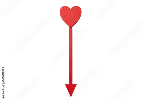 Red heart icon with downward arrow isolated on transparent background