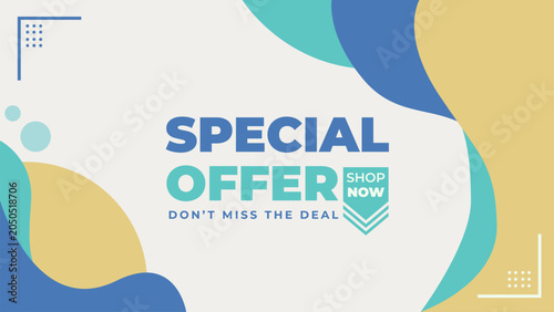 yellow and blue fluid creative banner design with wave shapes for template background