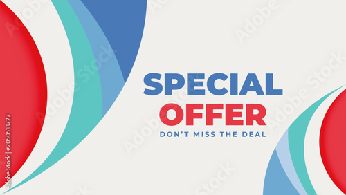 red and blue geometric creative banner design with wave shapes for template background