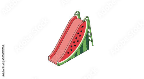 Whimsical watermelon themed children slide illustration vector.