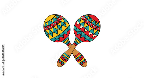 Pair of colorful Mexican maracas decorated with traditional geometric patterns for musical and cultural celebrations.