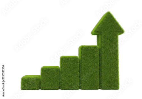 Green upward growth arrow steps illustration isolated on transparent background