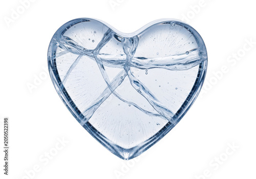 Cracked ice heart shape design isolated on transparent background