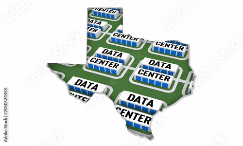 Texas TX Map Data Centers Building Development State Law Ban Regulation 3d Illustration