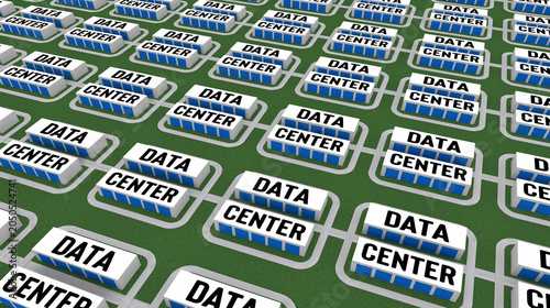 Data Centers Buildings Develop AI Artificial Intelligence Processing Endless Background 3d Illustration