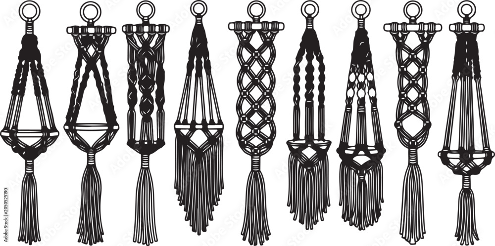 Fototapeta premium set of Traditional macramé wall hangings with various intricate patterns