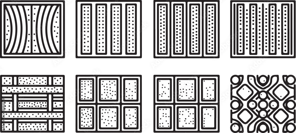 Fototapeta premium set of Traditional geometric pattern designs in black and white