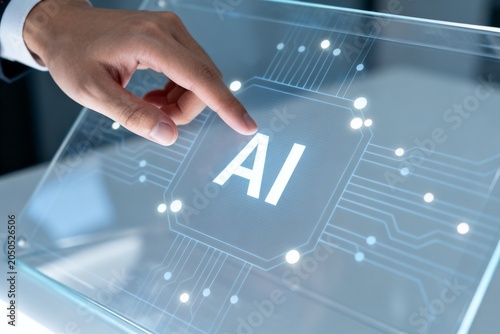 Hand Interacting with AI Digital Interface