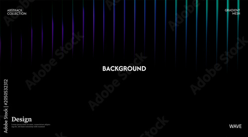 Soft purple green abstract background in dark glowing with striped effect. Wavy striped glass refraction.