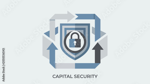 Quadro em tela Capital Security Lock Shield Icon.