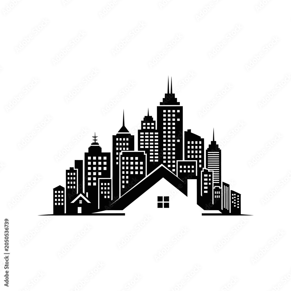 Obraz premium City Skyline with Residential Building.