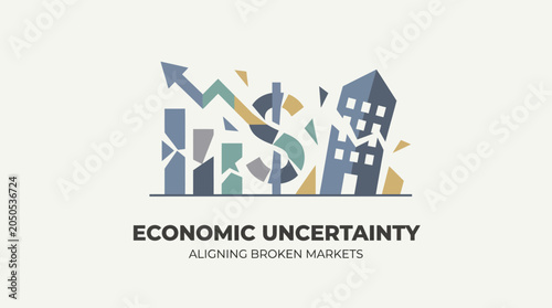 Canvas-taulu Economic uncertainty broken market graph.
