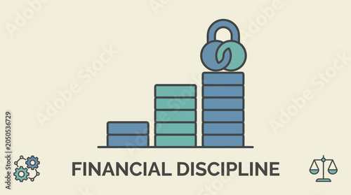 Tableau sur toile Financial discipline concept with lock.